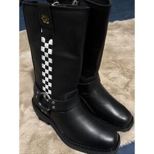 Harley-Davidson Women's Korsen Black Motorcycle Waterproof Checkered  6MBoots 6M
